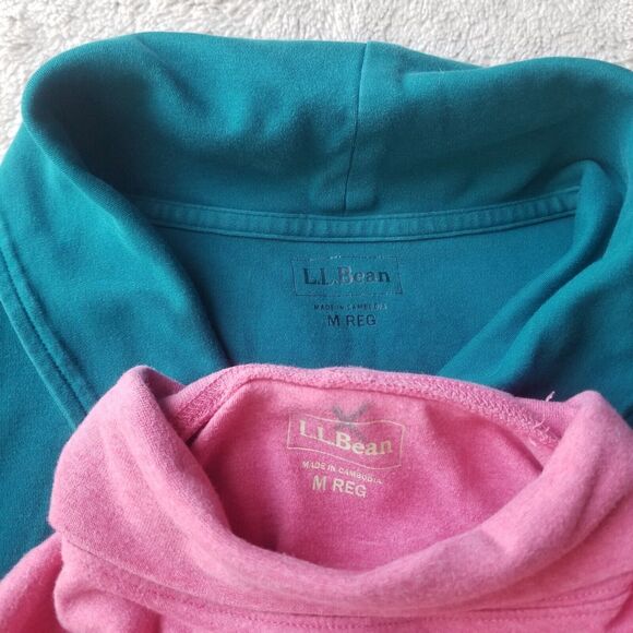 Ll Bean Basic Long Sleeve Tops Women's M 2pc Bundle 100% Cotton Sweaters - Picture 2 of 7
